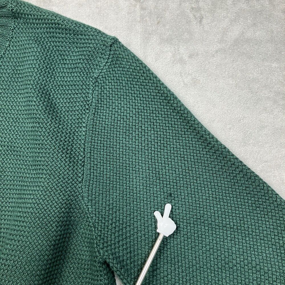 J Crew Sweater Mens S Green Crewneck Premium Basket-stitch Business Casual - Picture 10 of 16